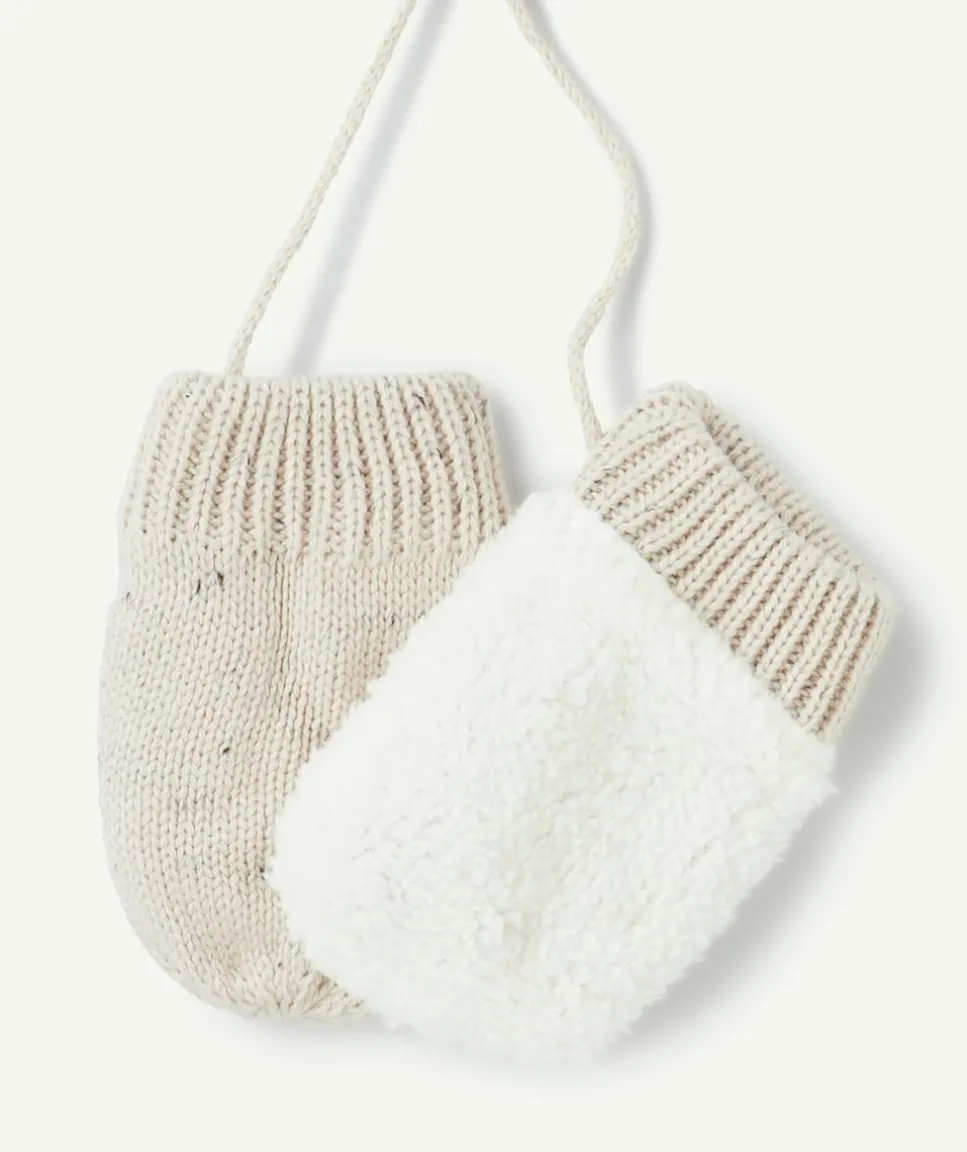 La paire de moufles bébé garçon en fibres recyclées écru