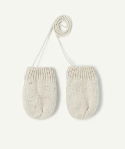 La paire de moufles bébé garçon en fibres recyclées écru