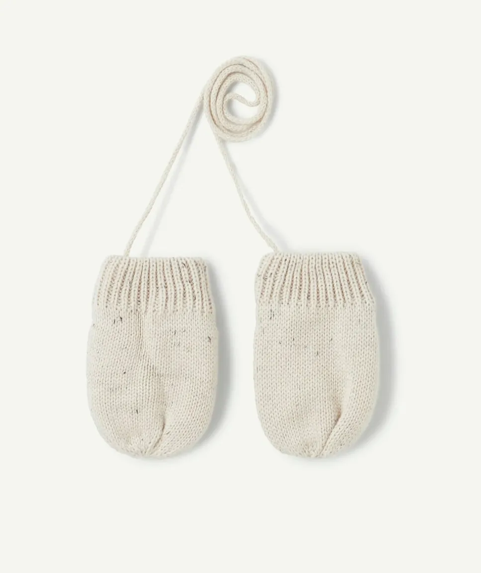 La paire de moufles bébé garçon en fibres recyclées écru