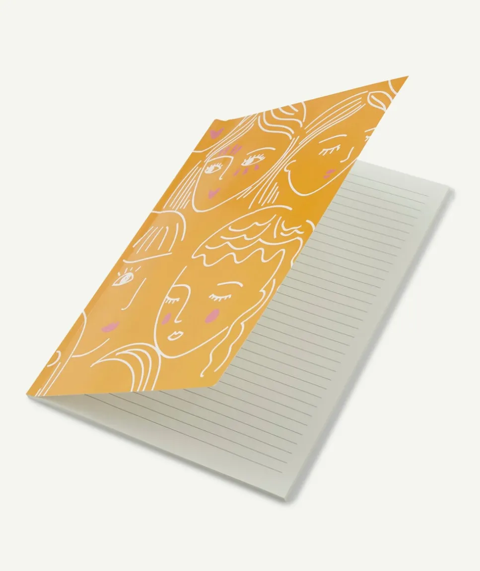 Le cahier jaune avec visage à lignes