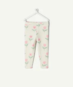 Legging bébé fille blanc imprimé floral