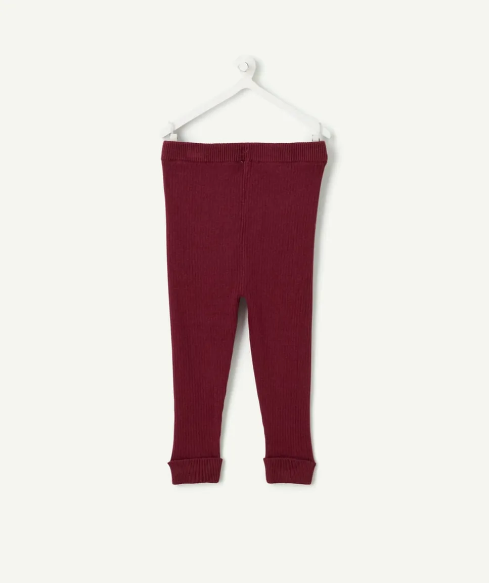 Legging bébé fille côtelé bordeaux