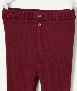 Legging bébé fille côtelé bordeaux