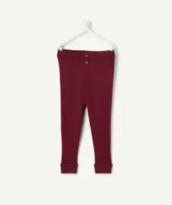 Legging bébé fille côtelé bordeaux