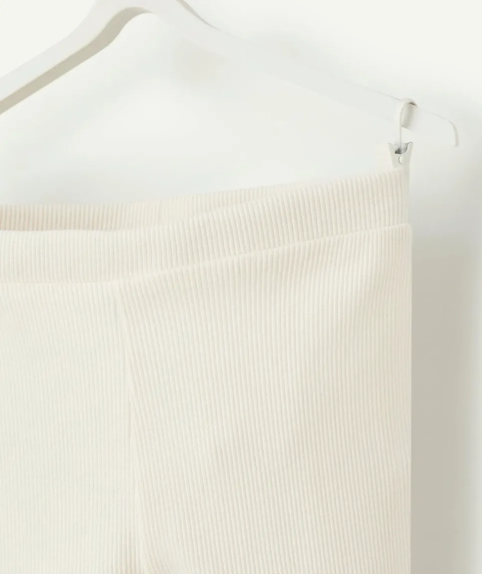 Legging bébé fille côtelé en coton biologique blanc