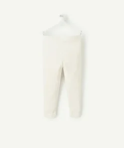 Legging bébé fille côtelé en coton biologique blanc