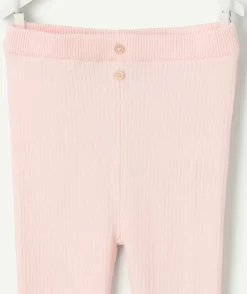 Legging bébé fille côtelé rose