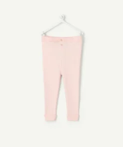 Legging bébé fille côtelé rose