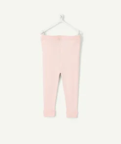 Legging bébé fille côtelé rose