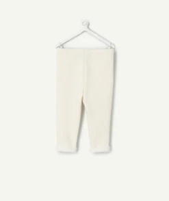 Legging bébé fille en fibres recyclées écru chiné avec noeud