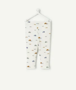 Legging blanc bébé garçon imprimé voitures