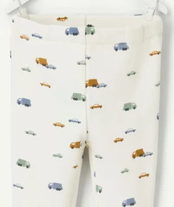Legging blanc bébé garçon imprimé voitures