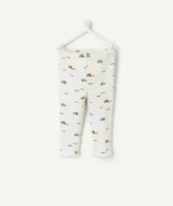 Legging blanc bébé garçon imprimé voitures