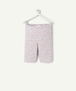 Legging court bébé fille en coton bio bleu imprimé fleurs