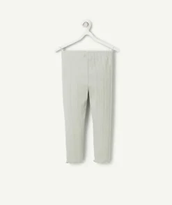 Legging court fille en coton bio vert côtelé