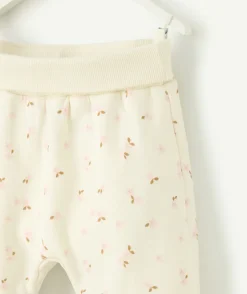Legging écru naissance fille imprimé floral