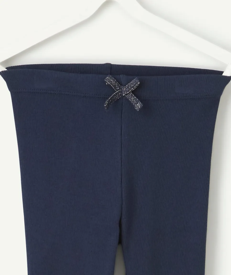 Legging fille bleu marine avec nœud