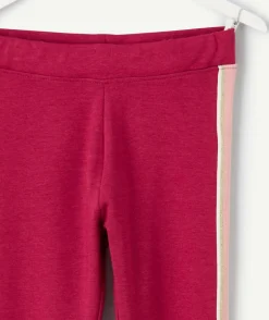 Legging fille bordeaux bandes côtés