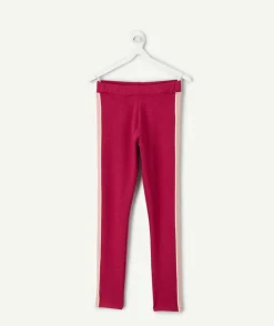 Legging fille bordeaux bandes côtés