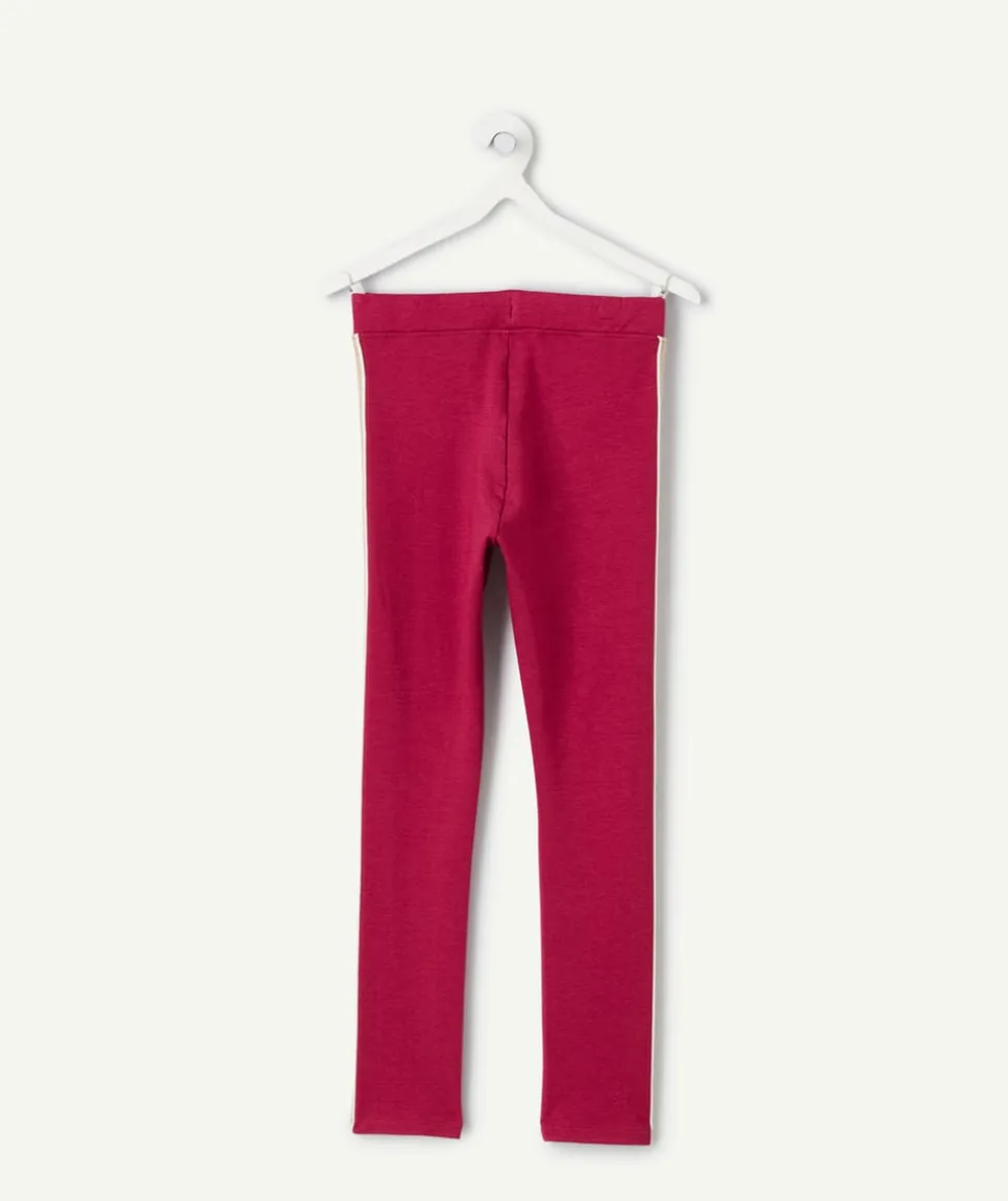 Legging fille bordeaux bandes côtés