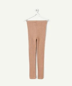 Legging fille côtelé marron