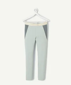 Legging fille en viscose labellisée vert pâle avec bandes pailletées