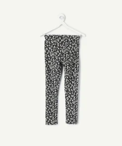Legging fille imprimé floral noir