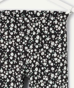 Legging fille imprimé floral noir