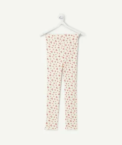 Legging fille imprimé floral rouge