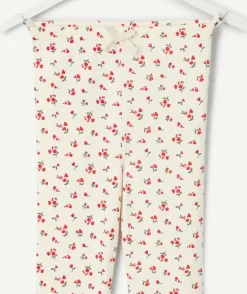 Legging fille imprimé floral rouge