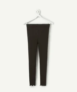 Legging fille noir cotelé