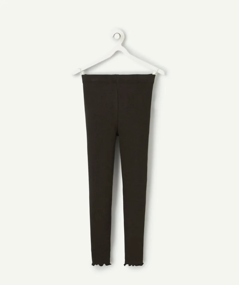 Legging fille noir cotelé