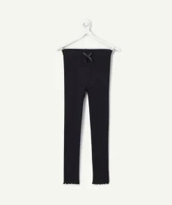 Legging fille noir cotelé