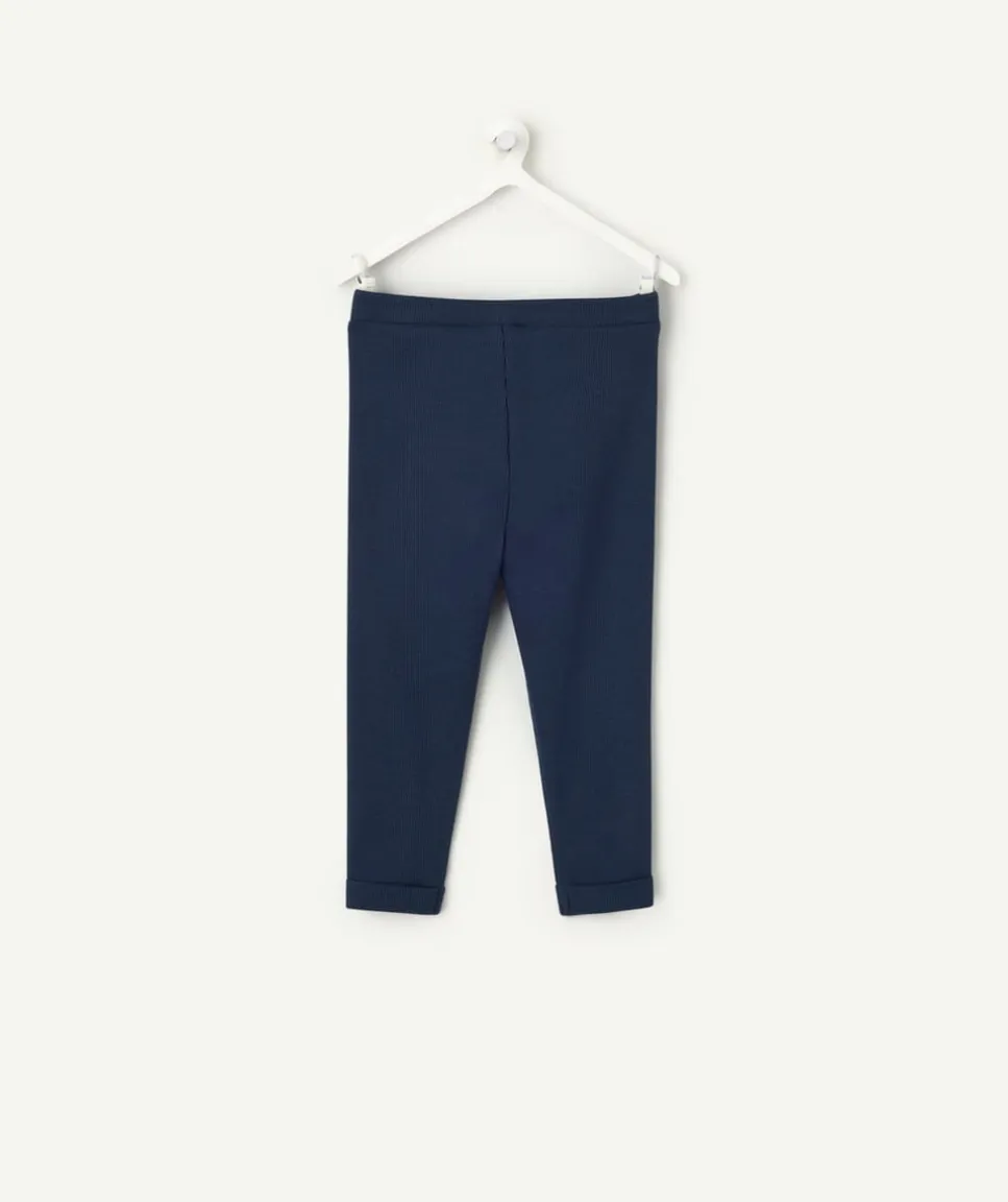Legging long côtelé bébé fille bleu
