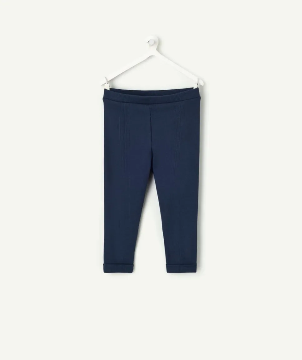 Legging long côtelé bébé fille bleu