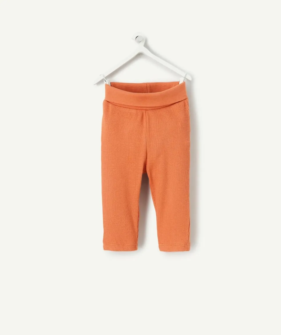 Legging naissance en coton biologique nid d'abeille marron orangé