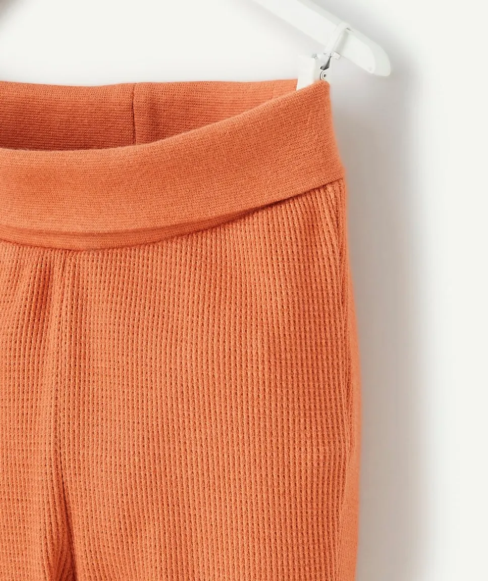 Legging naissance en coton biologique nid d'abeille marron orangé