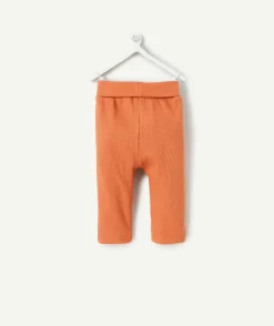 Legging naissance en coton biologique nid d'abeille marron orangé