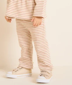 Legging rayé bébé fille orange et blanc