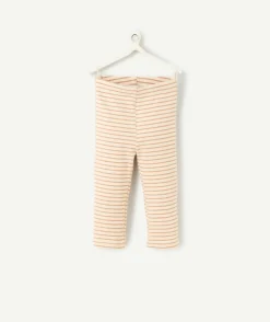 Legging rayé bébé fille orange et blanc