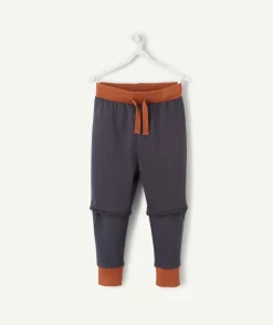 Le pantalon jogging bleu marine et terracotta en coton pima
