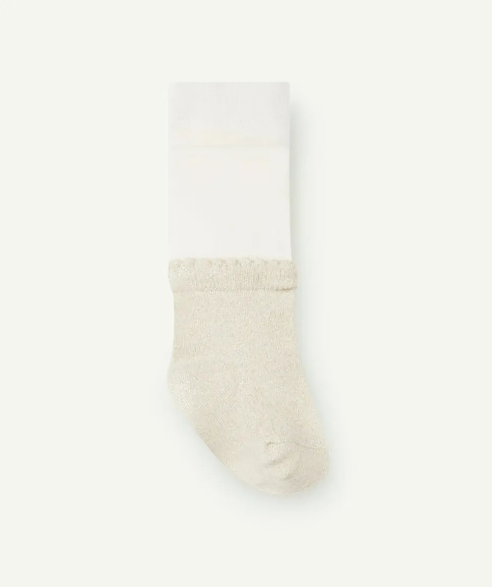 Les collants bébé fille blanc et couleur dorée