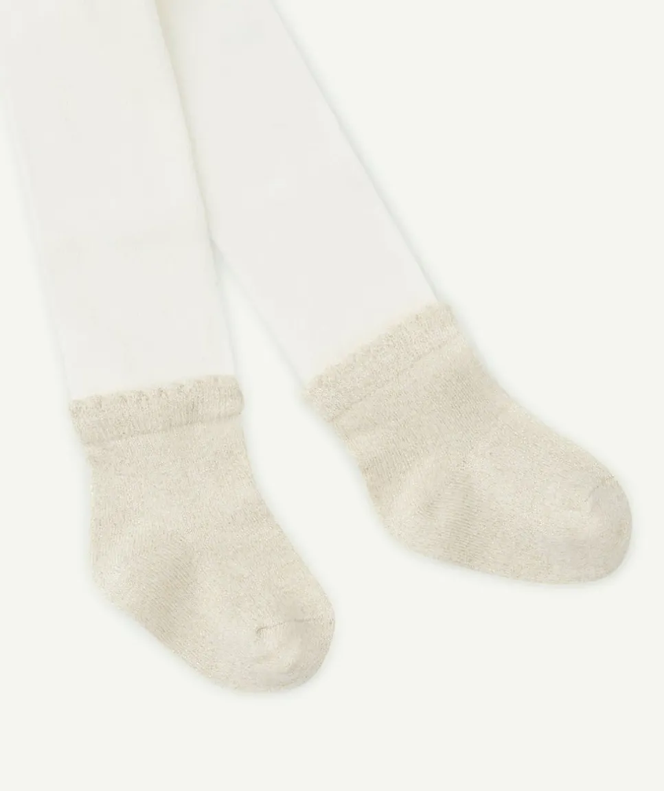 Les collants bébé fille blanc et couleur dorée