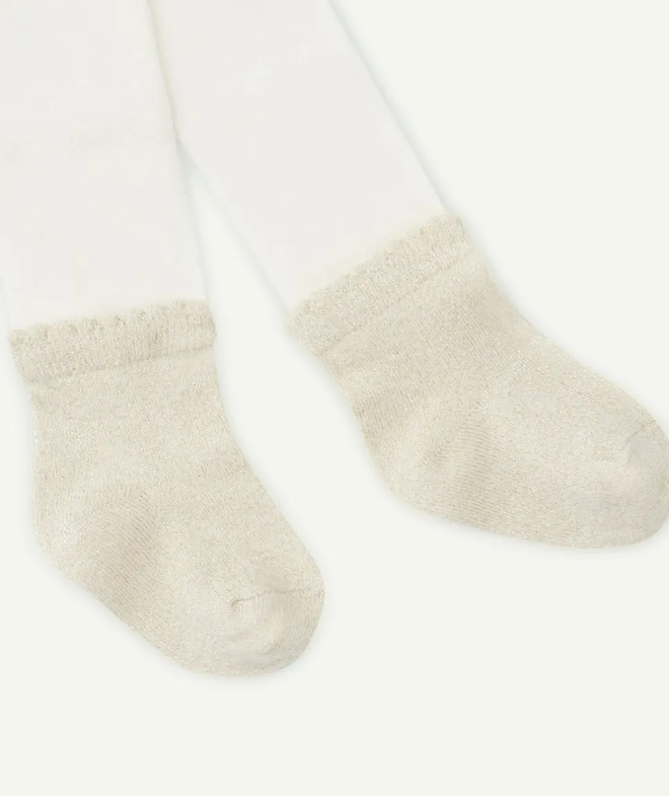 Les collants bébé fille blanc et couleur dorée