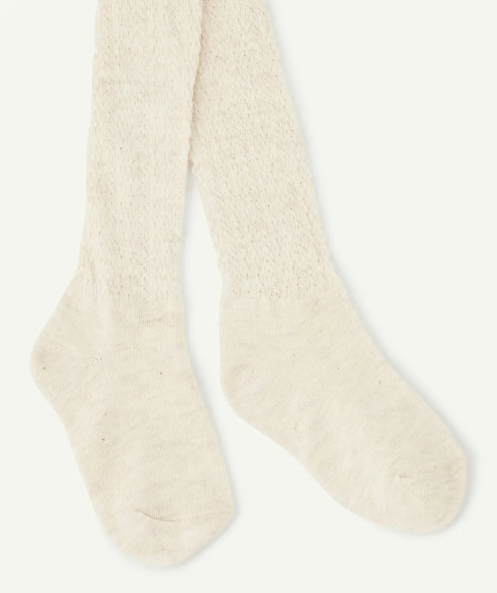 Les collants bébé fille en tricot écru
