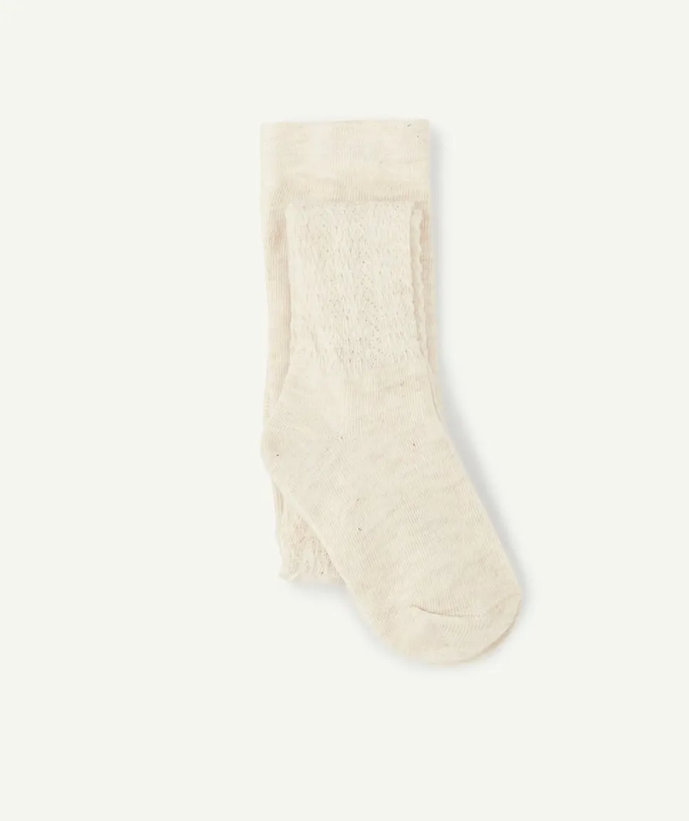 Les collants bébé fille en tricot écru