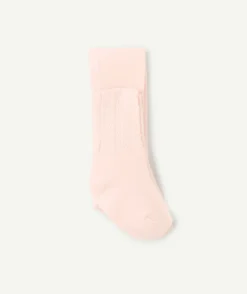 Les collants bébé fille en tricot rose pâle