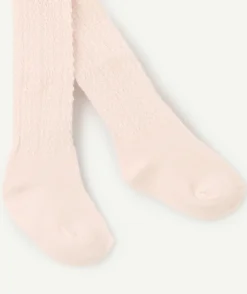 Les collants bébé fille en tricot rose pâle