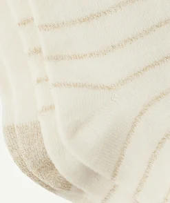 Les 2 collants écrus bébé fille avec détails couleur dorée