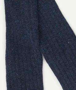 Les collants en tricot bébé fille marine et brillant